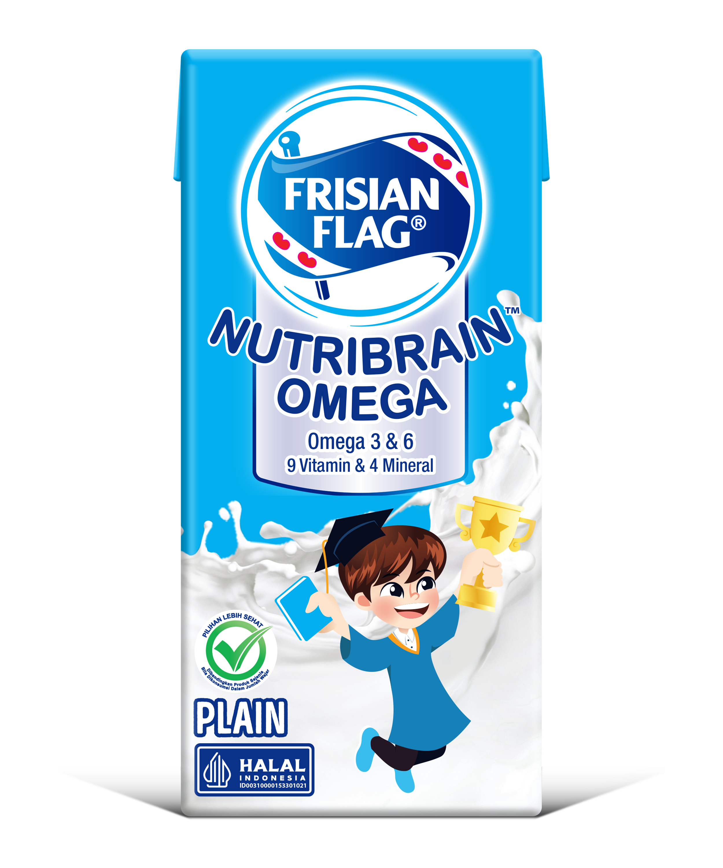 Susu UHT Frisian Flag Nutribrain Omega Plain: Dengan Omega 3&6 untuk Anak Cermat